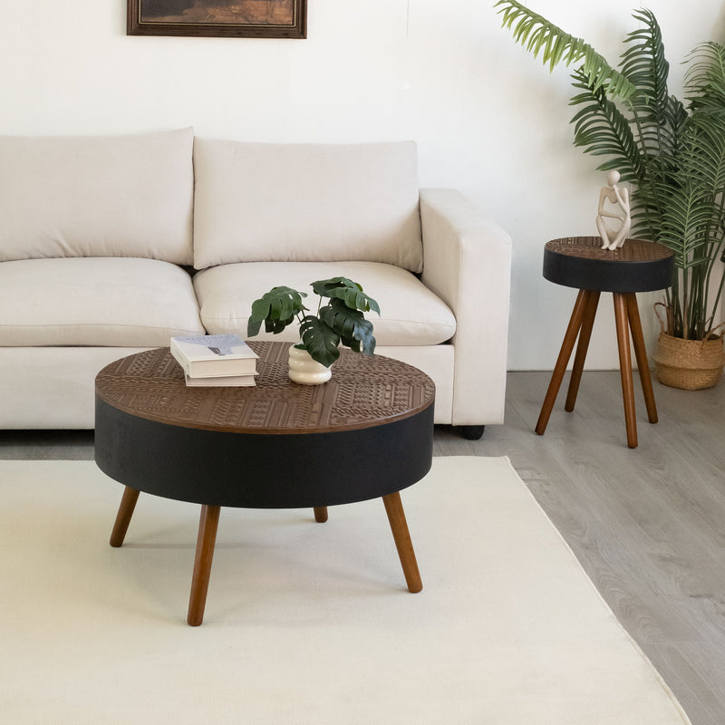 Round Coffee Table With Storage Function For Living Rooms