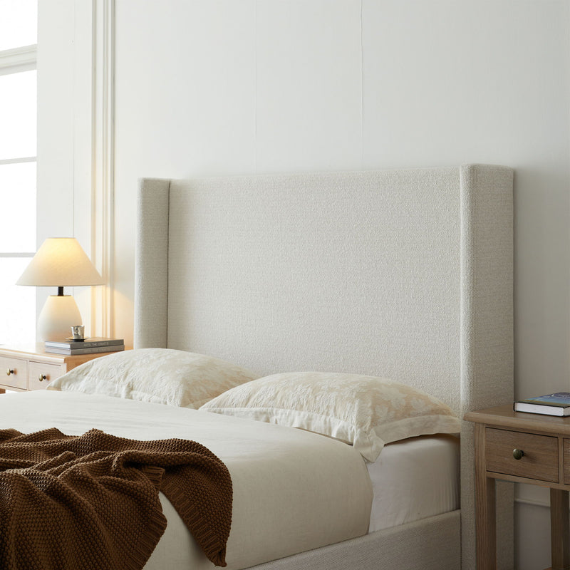 Hosford - Minimalist Upholstered Wingback Bed With Wood Base Platform