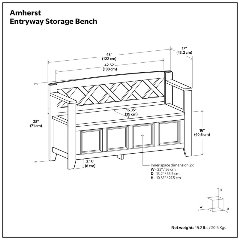 Amherst - Handcrafted Entryway Storage Bench
