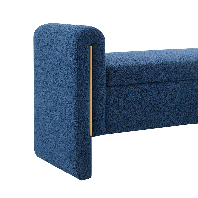 Modern Teddy Upholstered Large Bed End Bench With Arms And Storage