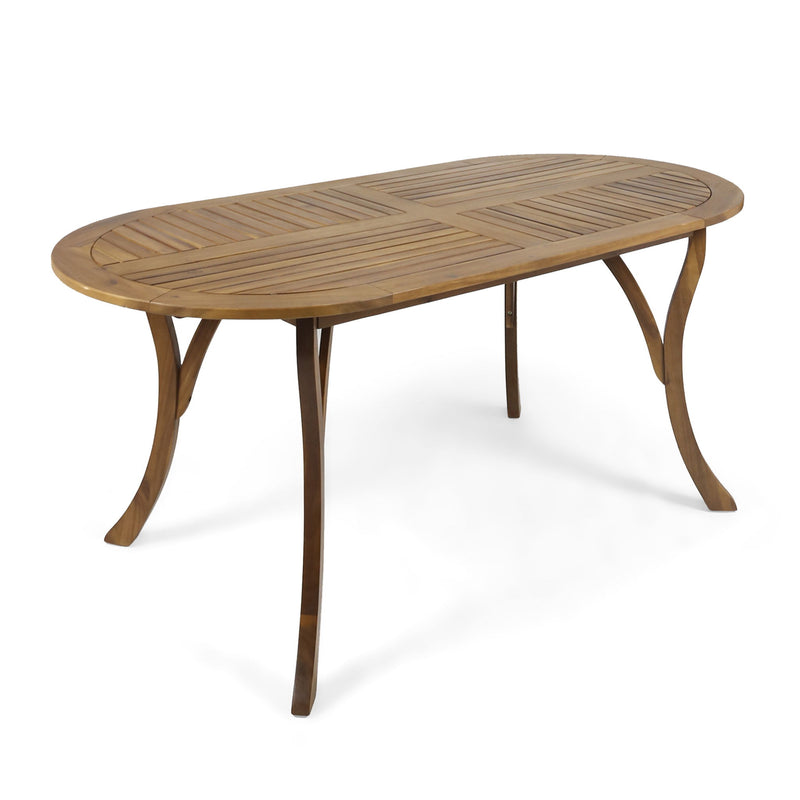 Outdoor Table With Smooth Lines, Slat Top