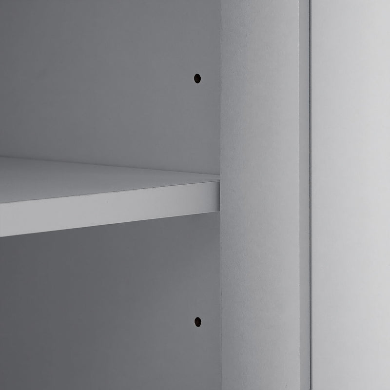 Tall Freestanding Bathroom Storage Cabinet With Adjustable Shelves And Side Hooks