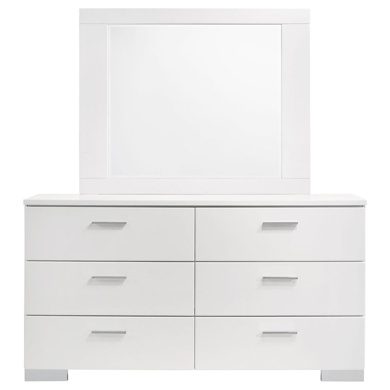 Dulcey - 6 Drawer Dresser With Mirror - Gloss White