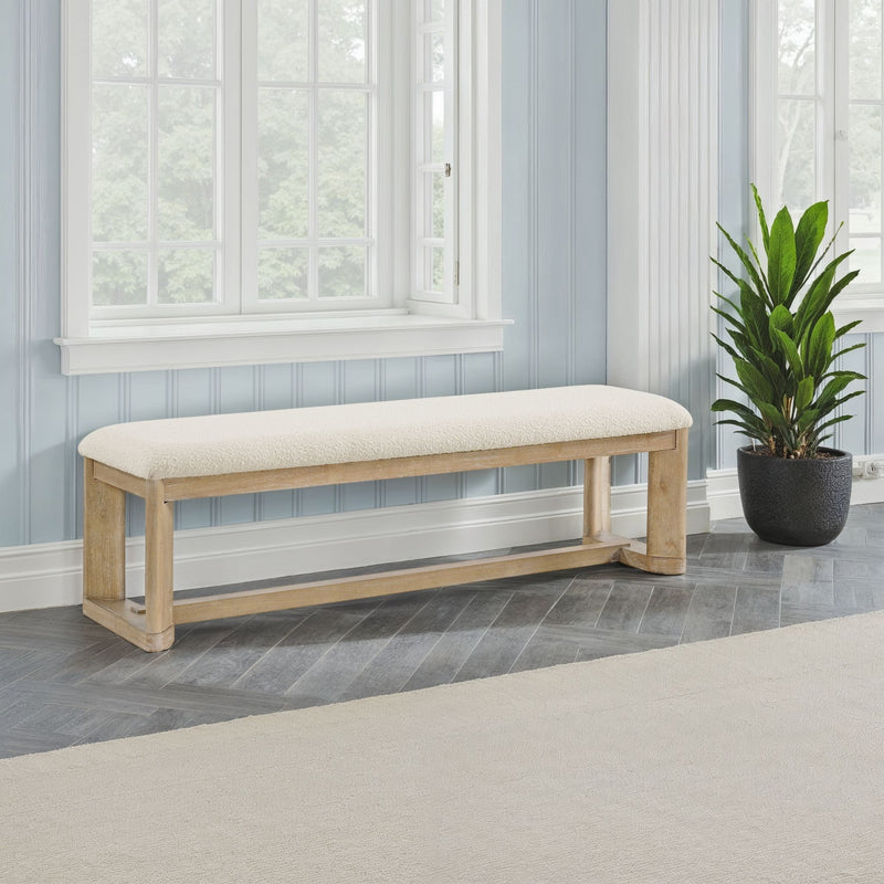 Upholstered Dining Bench - Brown - Wood