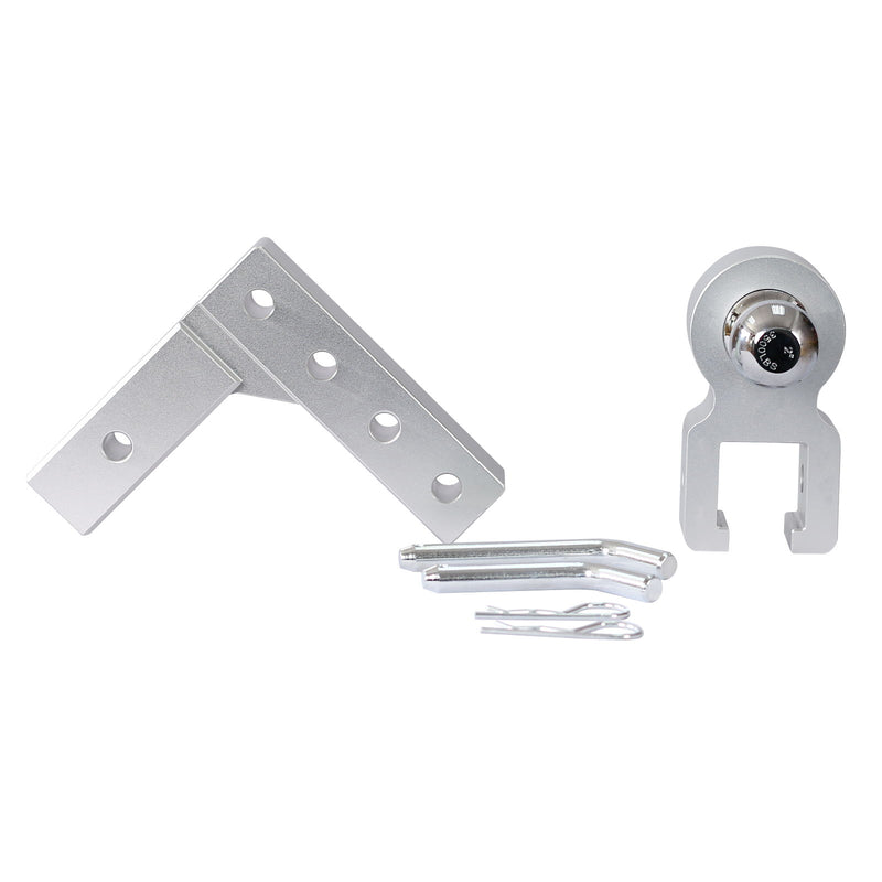 Alu - Adjustable Trailer Drop Hitch With 2" Receiver, 6" Adjustable - Silver