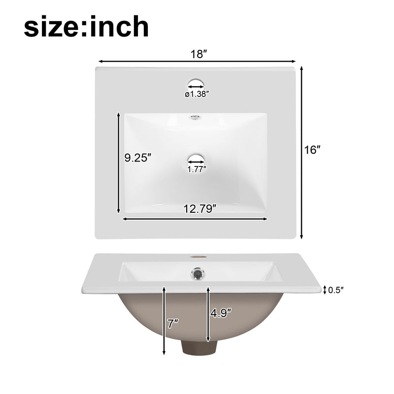 Bathroom Vanity With Ceramic Sink, Soft Close Drawers, Door Organizer, Divider Drawer, Adjustable Foot Pads