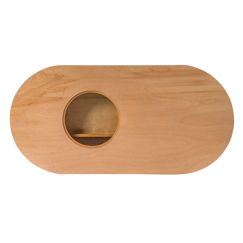 Fluted Oval Coffee Table With Drawers, 2 Tier Cocktail Table