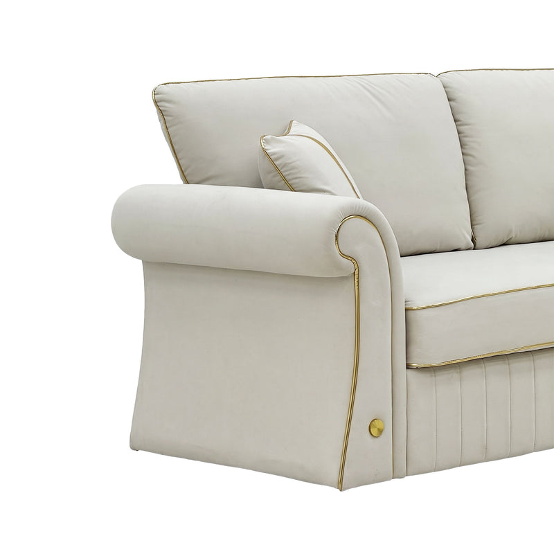 Sofa With Rolled Arms, 3 Seater Couch, Living Room Accent