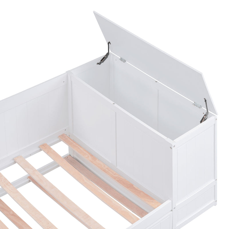 Daybed With Storage Arms, Trundle And Charging Station