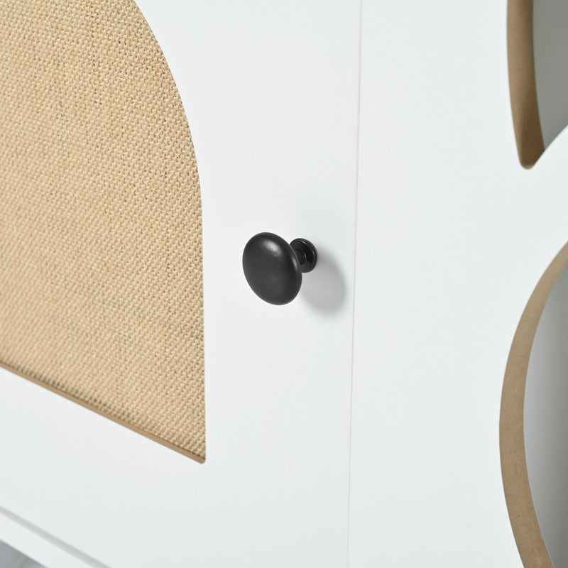 Furniture Style Cat Cabinet Cat Litter Box With Sisal Scratching Door - Cream White