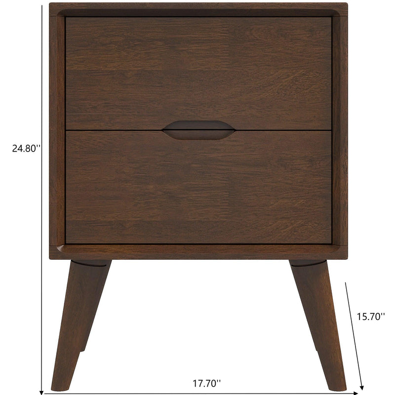 Alexandra - Night Stand With 2 Drawers - Walnut Brown