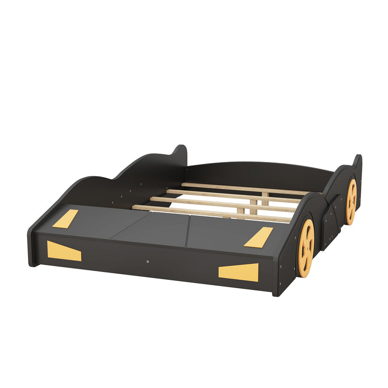 Race Car Shaped Platform Bed With Wheels And Storage