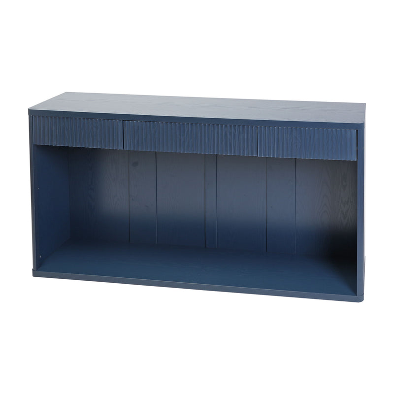 Fluted Console Table With 3 Drawers, Long Sofa Table Behind Couch For Living Room
