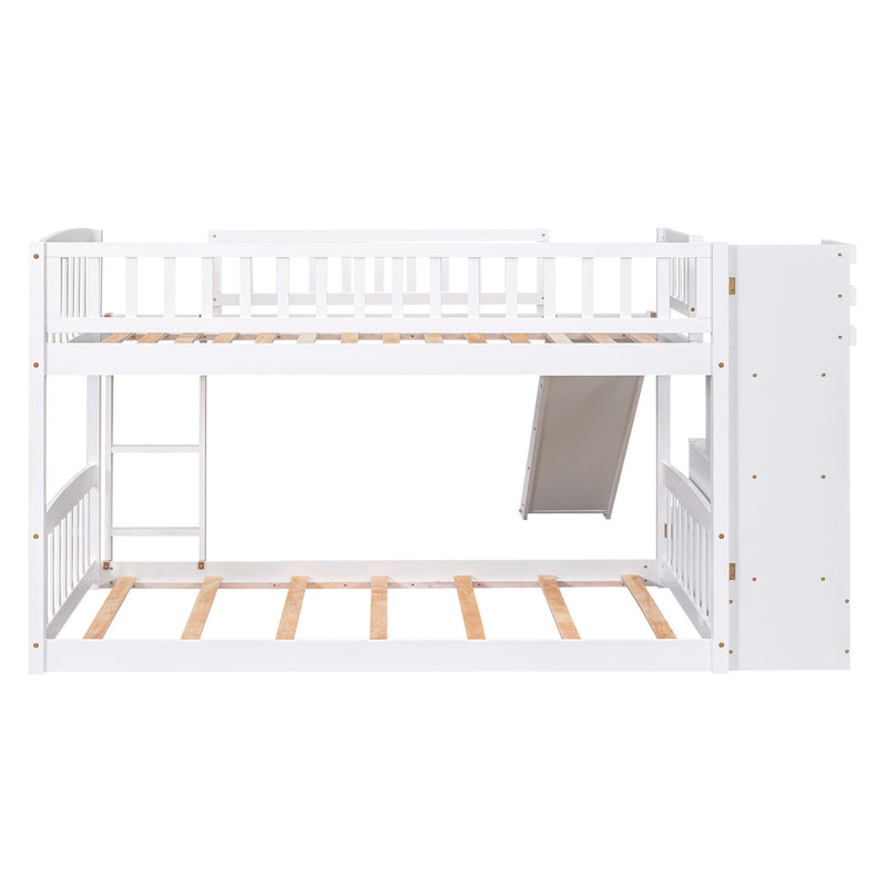 Twin Over Twin Stairway Bunk Bed With Two Drawers And Slide