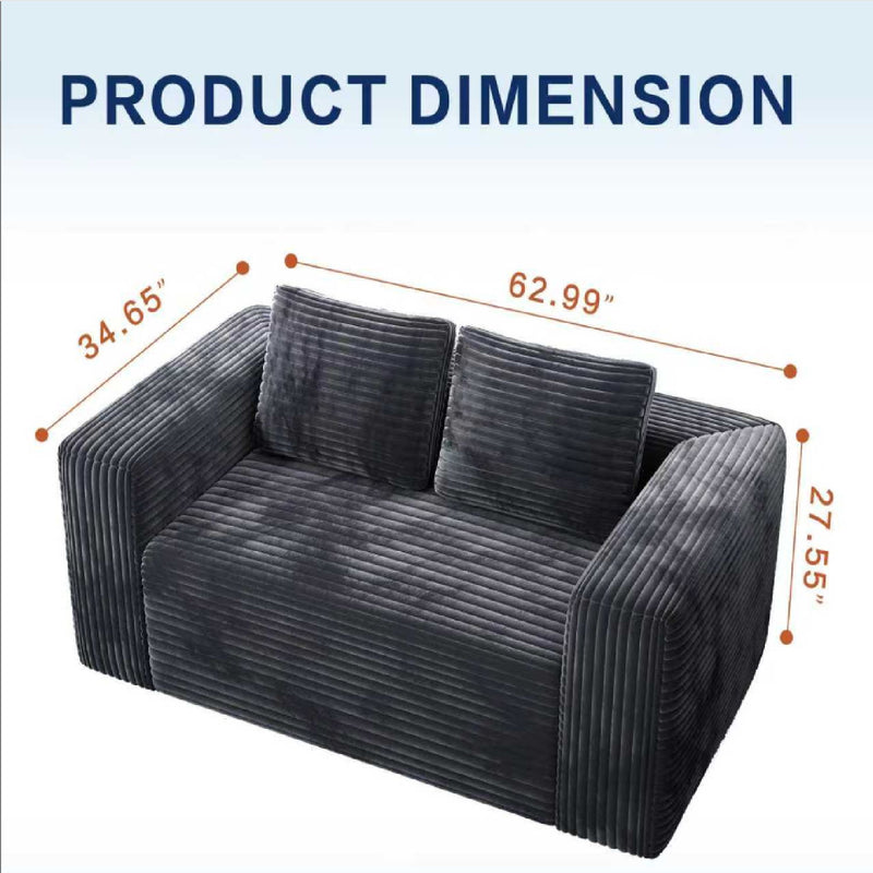 Cloud Loveseat Sofa, 2 Seater Boneless Couch - Black