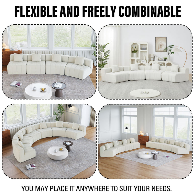 Modular Sectional Sofa With 2 Pillows, Symmetrical Design