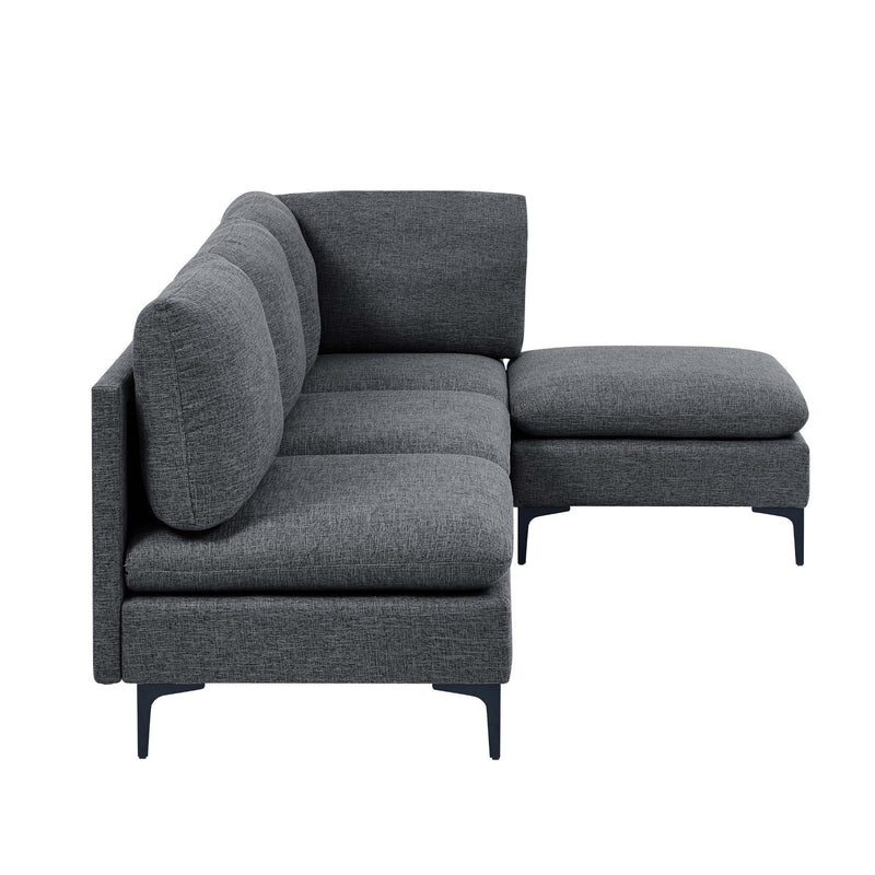 Upholstered Modular Sectional With Tall Legs, Medium Firm Seat