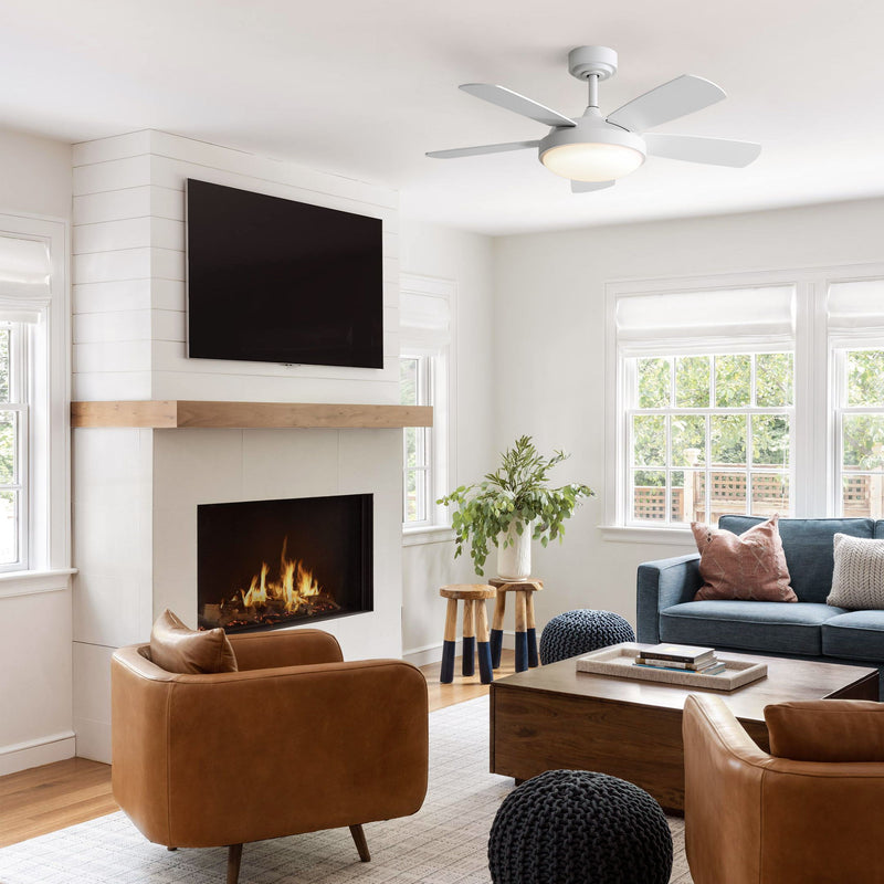 42" Ceiling Fan With 22W LED Light And Remote Control Blades Reversible DC Motor - White