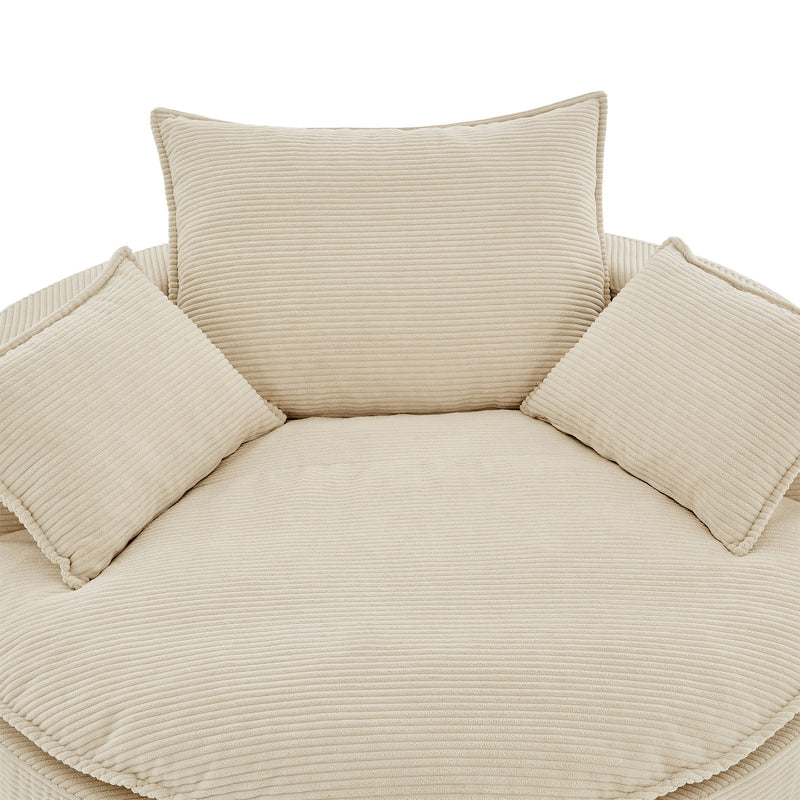360° Swivel Accent Barrel Chair With Dual Layer Cushion And 3 Removable Pillows