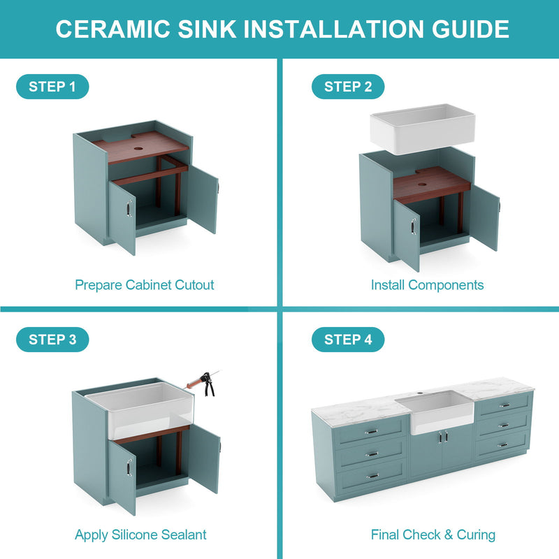 Single Bowl Kitchen Sink Workstation - White