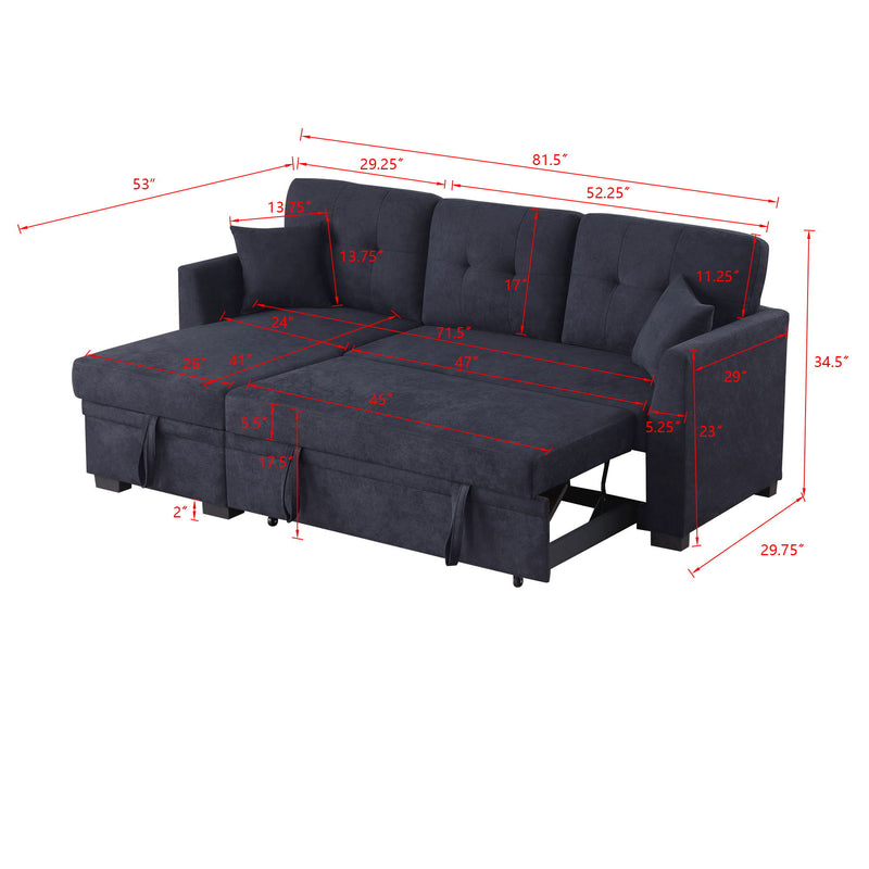 Sectional Sofa Bed - Dark Blue