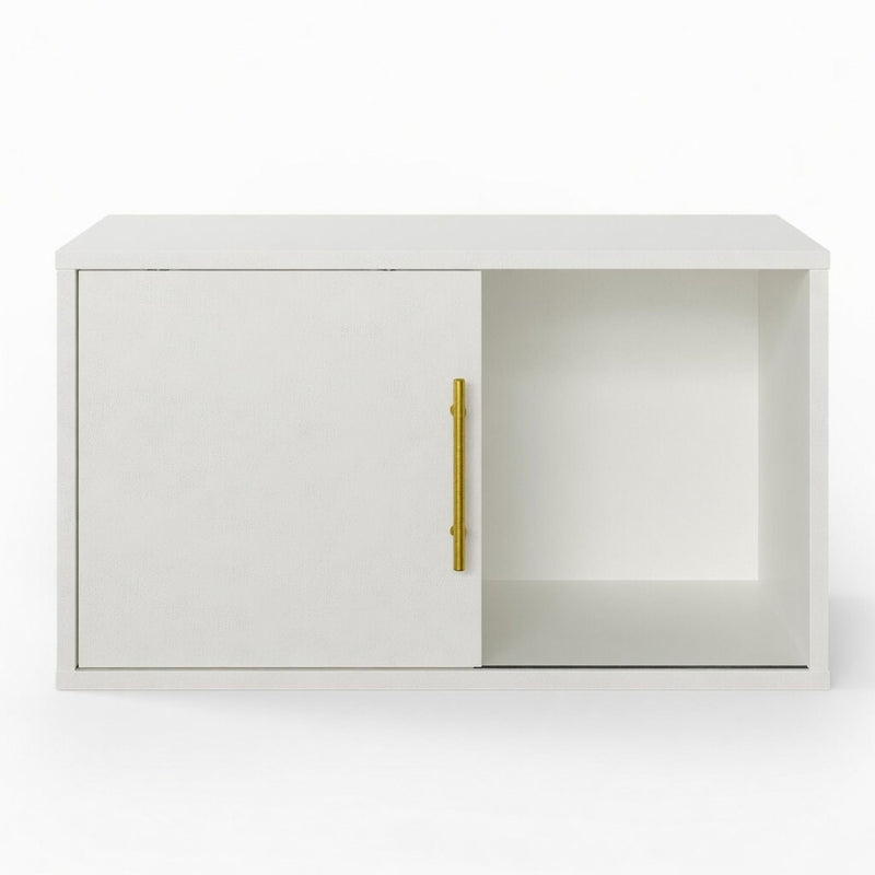 Cube Storage Organizer With Sliding Door Stackable Modular Bookshelf & Storage Cabinet - White