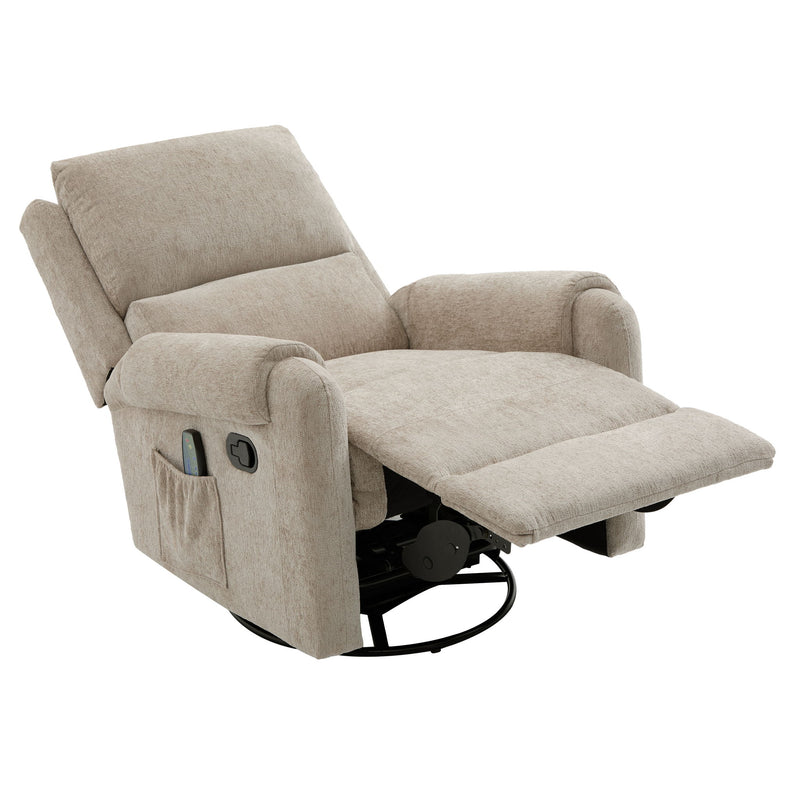 Manual Recliner Massage Chair With Swivel Rocker, 8 Massage Modes, Side Storage Pocket