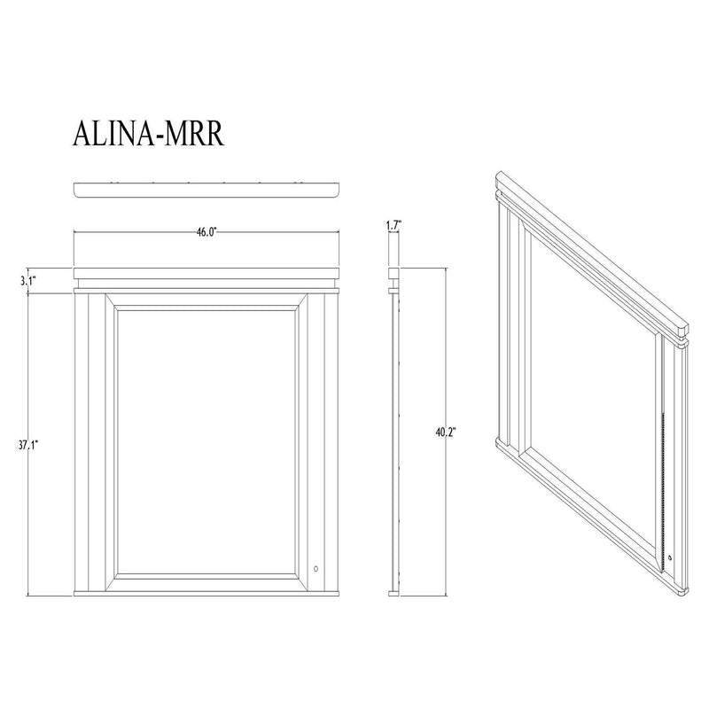 Adalid - Square Shaped Mirror With LED Lighting And Glittered Detailing - White