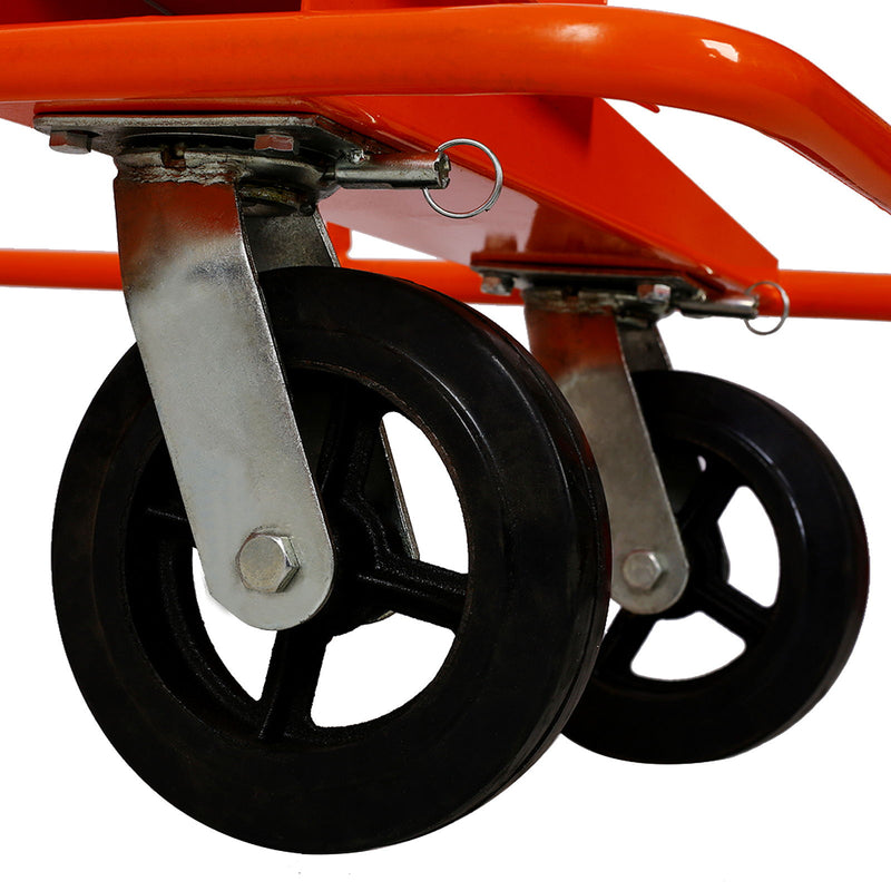 Heavy Duty Drywall Sheet Cart & Panel Dolly With 2400Lbs Capacity, Mold On Rubber Wheels, Steel Construction - Orange