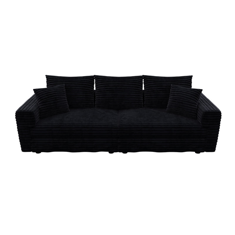 Deep Seat Convertible Sofa With Soft Pillows And Ottomans
