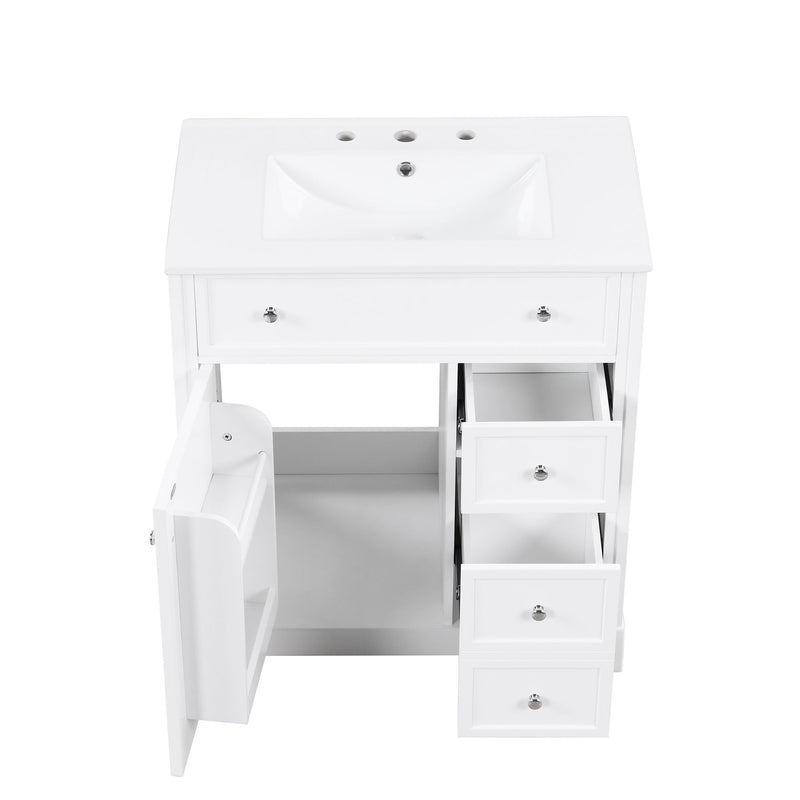 Bathroom Vanity With Sink Top, Cabinet With Door And 2 Drawers - White