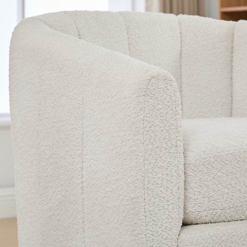 360 Degrees Swivel Upholstered Barrel Armchair For Living Room - Ivory