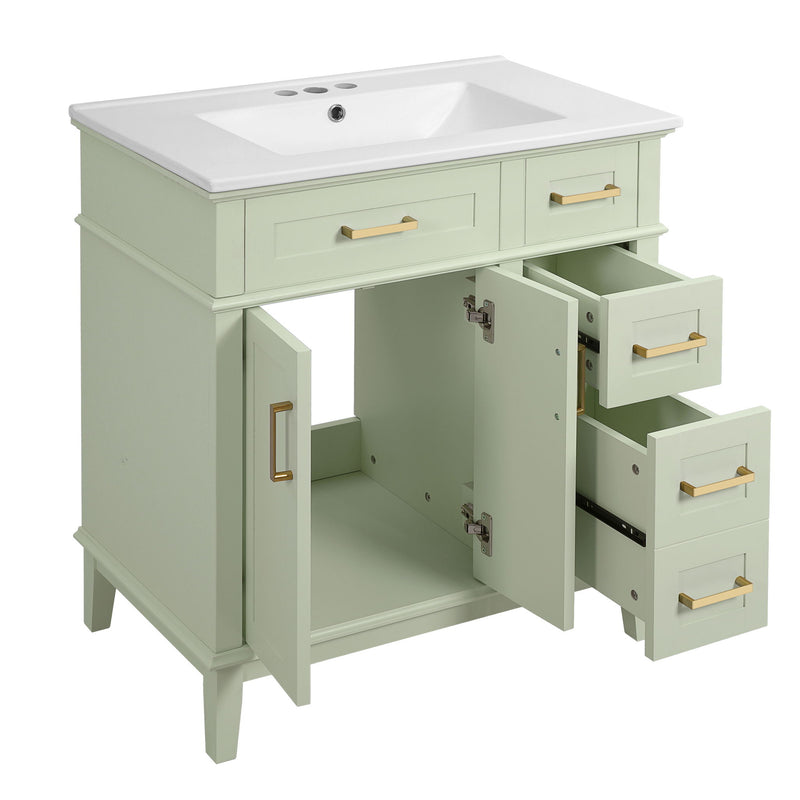 Modern Bathroom Vanity With Ceramic Sink, Soft Close Storage Cabinet
