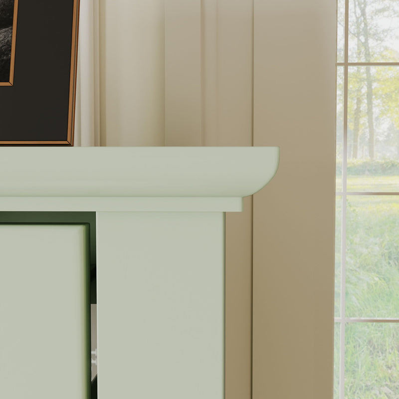Curio Cabinet, Freestanding Vintage Display Storage Cabinet, Adjustable Shelves - Green