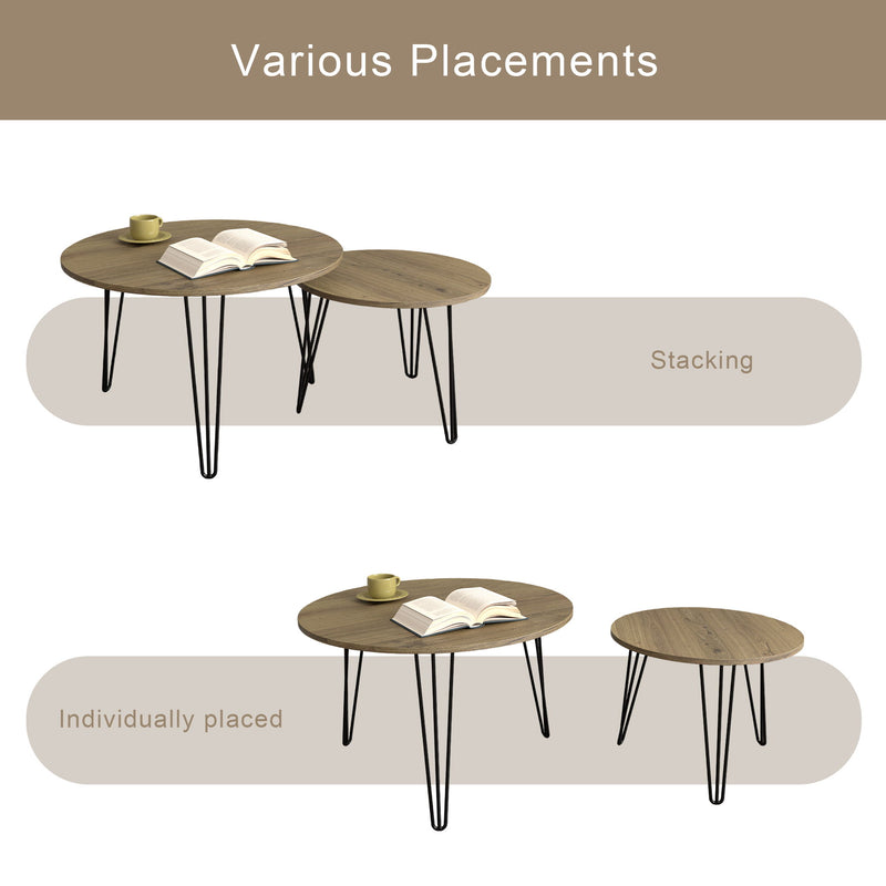 Round Nesting Coffee Table For Living Room (Set of 2)