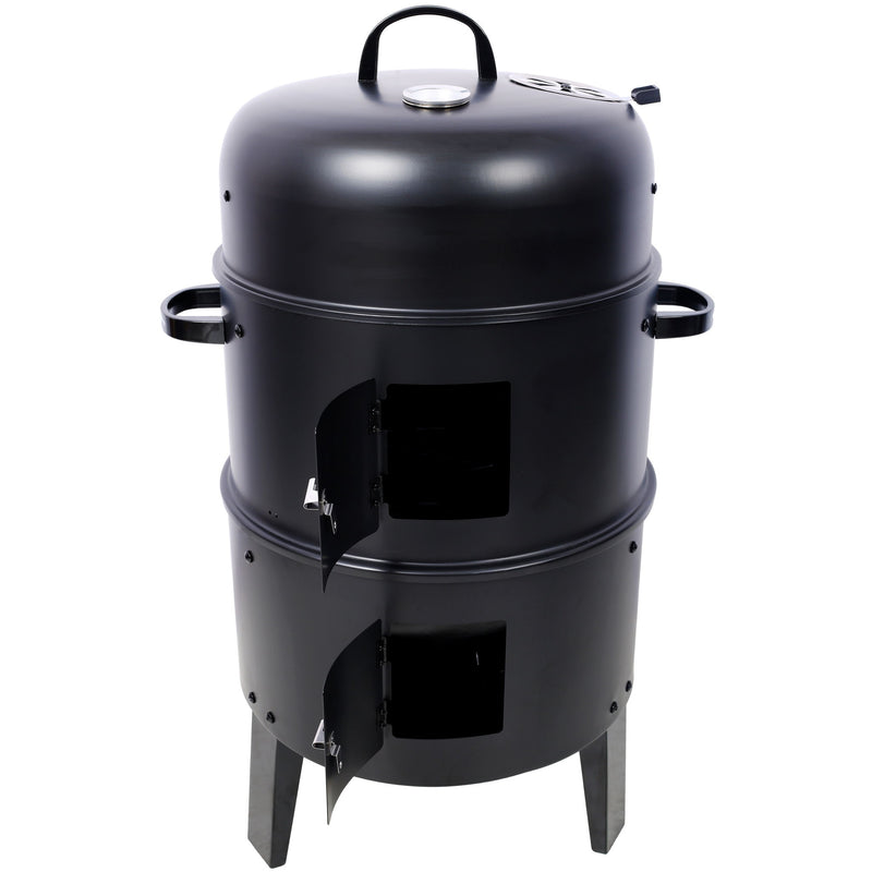 Portable Charcoal Smoker Grill For Outdoor Cooking - Black