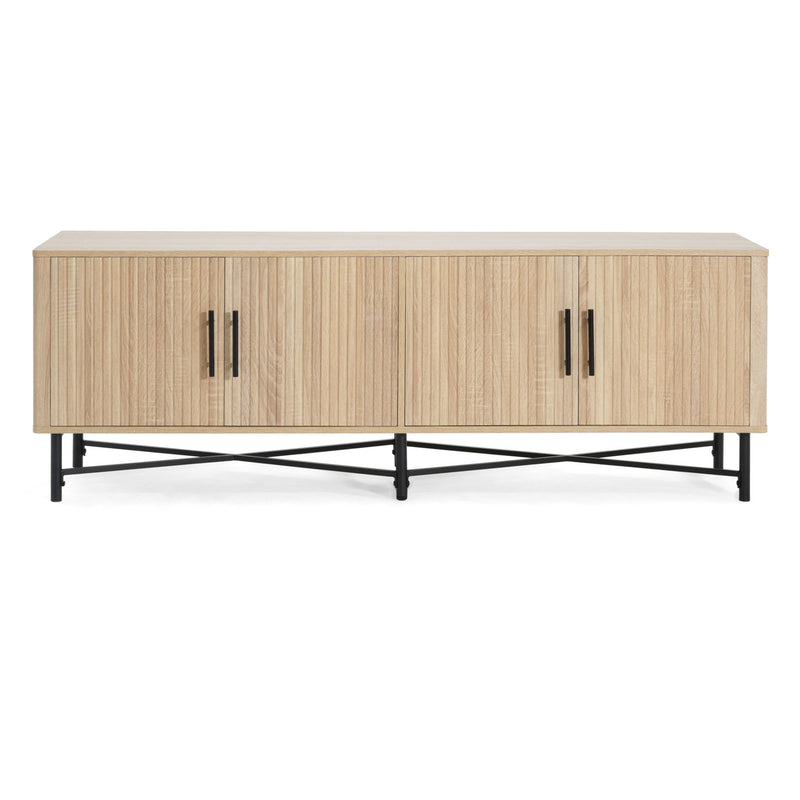 4 Door TV Cabinet, 2 Storage Spaces, Adjustable Shelves
