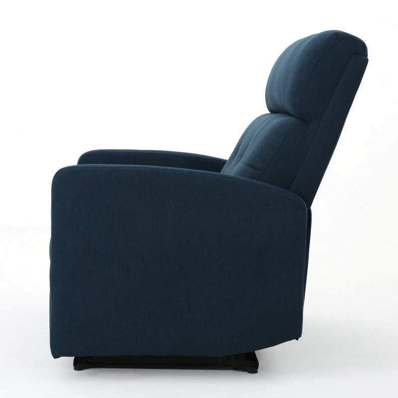 Alma - Contemporary Upholstered Loveseat Recliner - Navy Blue