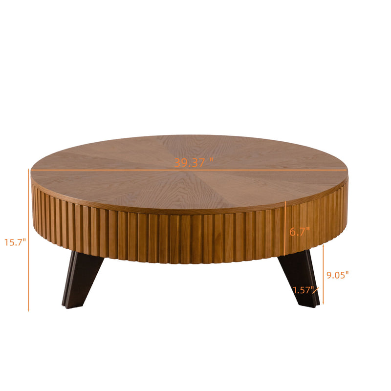 Round Retro Coffee With Solid Wood Legs