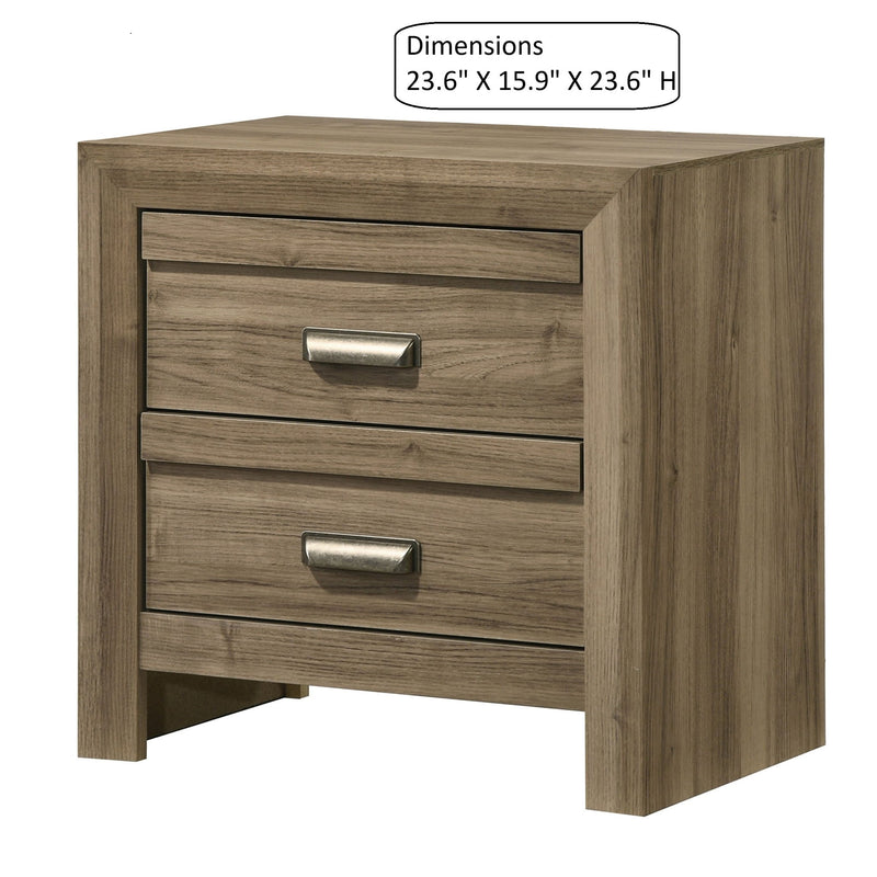 2 Drawer Nightstand With Pulls, Bedroom Furniture - Light Brown
