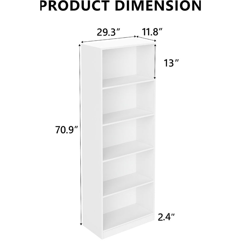 5 Tier Bookshelf Storage Cabinet With Anti-Tip Kit