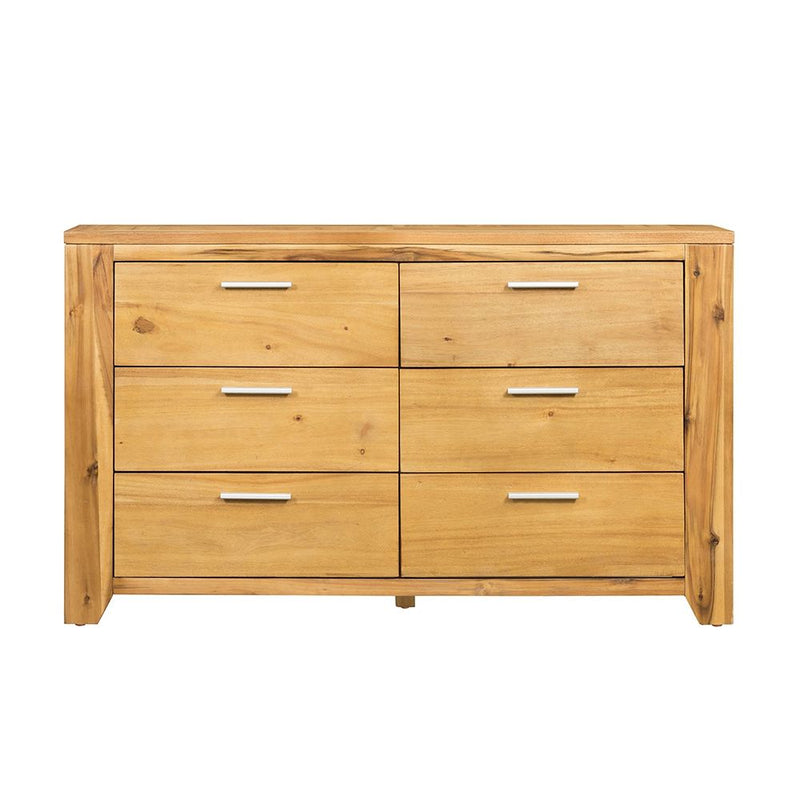 6 Drawer Dresser - Natural Wood / Brown