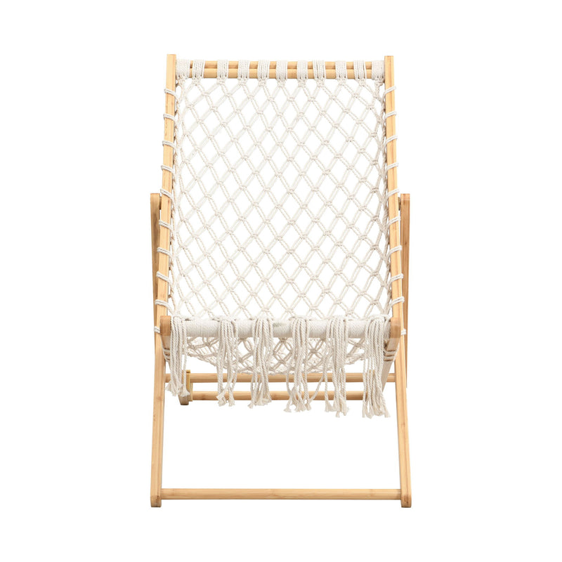 Bamboo Weaving Chair Set With Handwoven Rope For Patio And Living Spaces - Natural