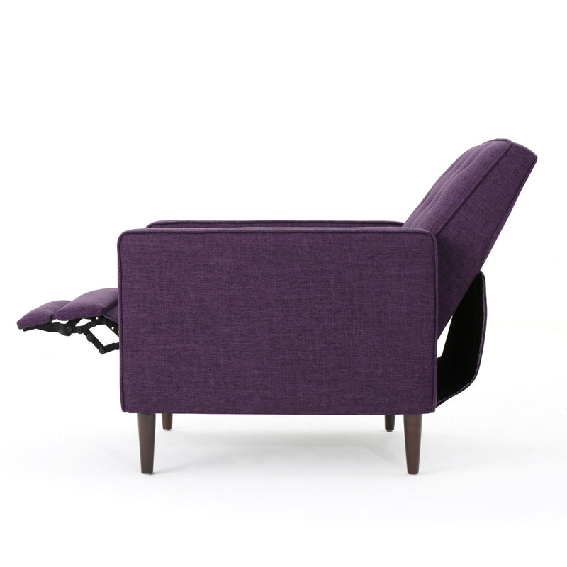 Mid-Century Modern Recliner With Button Tufted Waffle Stitch