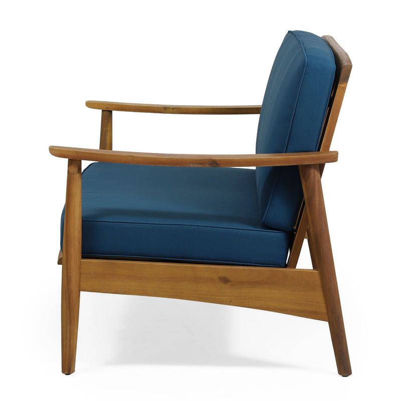 Outdoor Acacia Wood Loveseat Set With Coffee Table