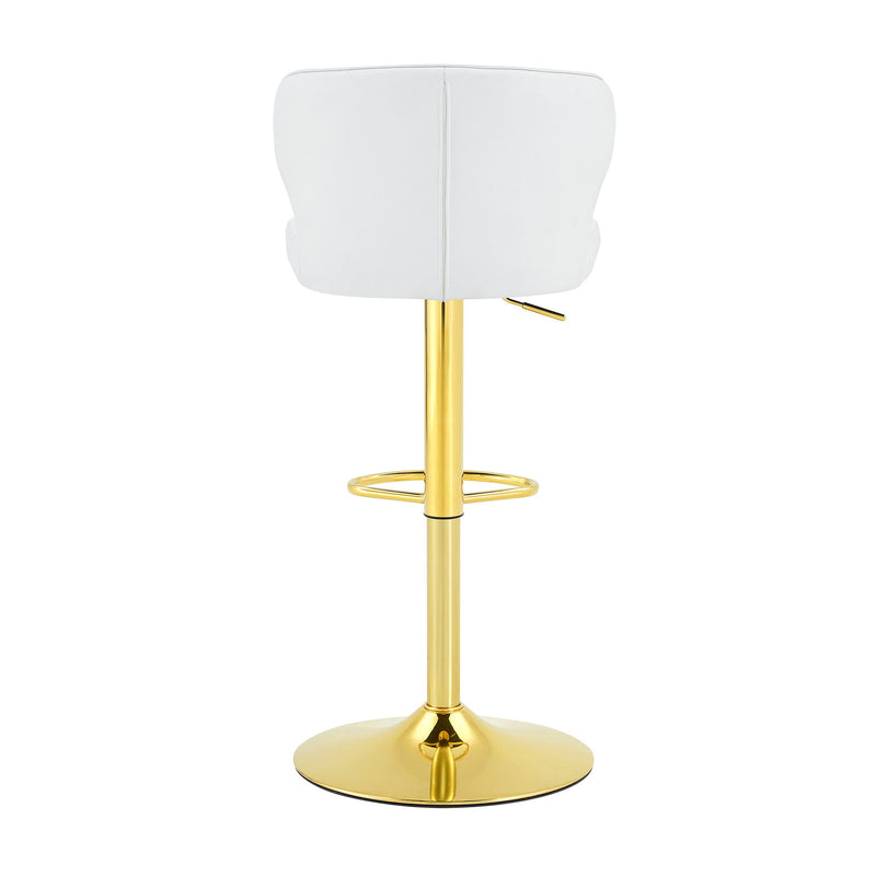 Adjustable Swivel Bar Chair With High Back Support For Kitchen Counter (Set of 2) - Gold / White