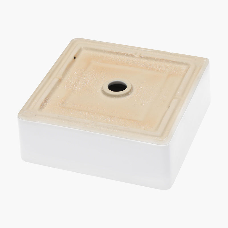 Elegant European Style Ceramic Square Vessel Bathroom Sink - White