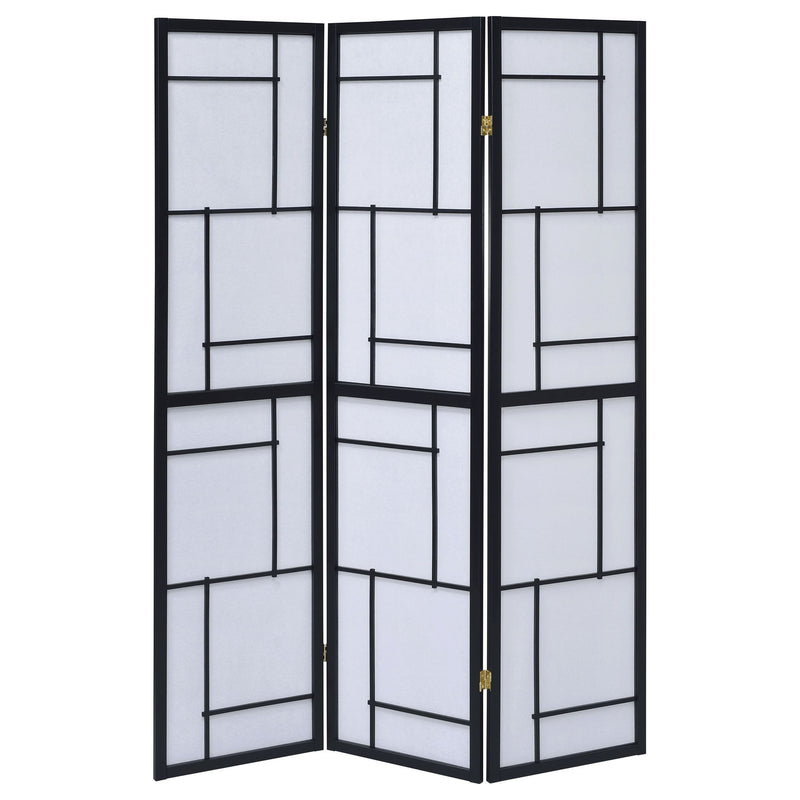 Reese - 3 Panel Room Divider Folding Shoji Screen With Accents - Beige / White
