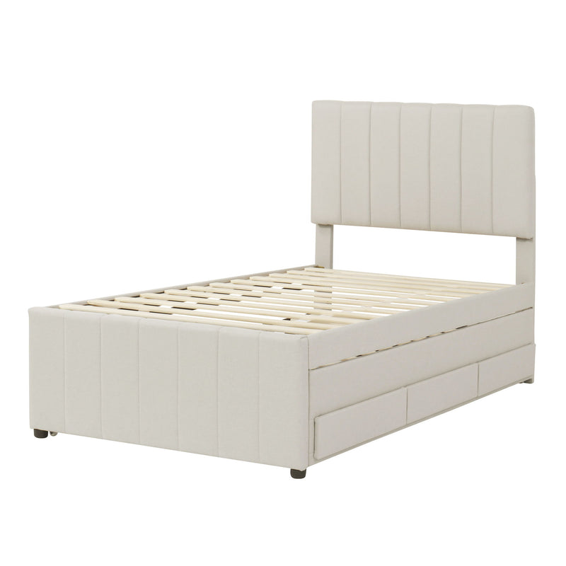 Upholstered Design Platform Bed With Trundle