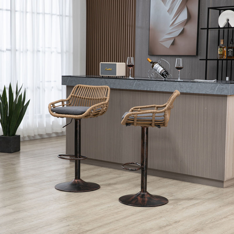 Modern Swivel Bar Stools Adjustable Counter Chairs With Footrest (Set of 2)